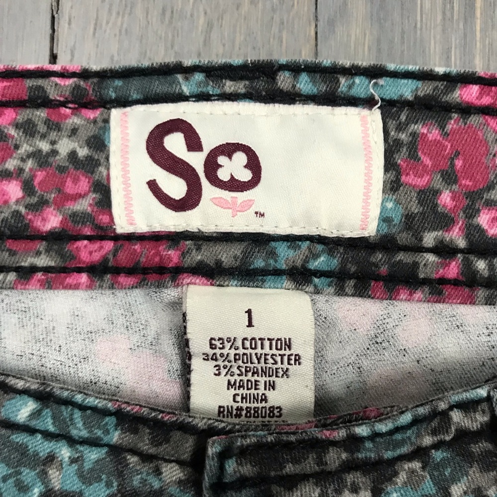 SO Juniors Floral Skinny Leg Denim Jeans Pants - Picture 3 of 7